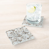 Romantic Pretty White Flowering Tree Christmas Glazen Onderzetter (Schuin)