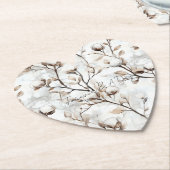 Romantic Pretty White Flowering Tree Wedding Kartonnen Onderzetters (Gekanteld)