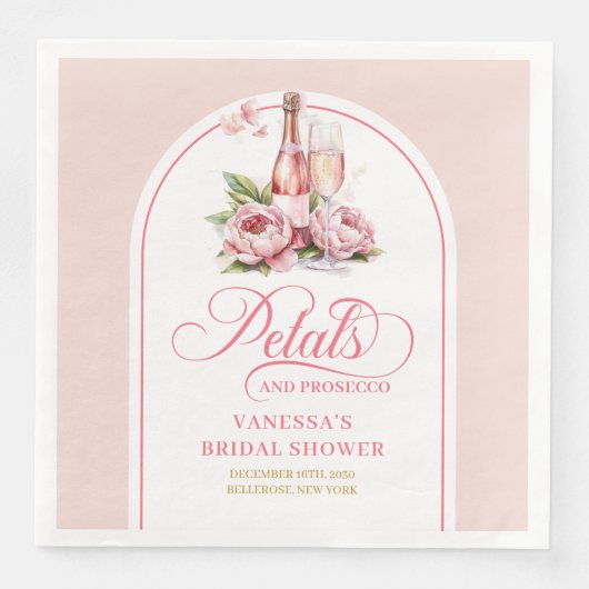 Romantic Prosecco Petals Blush and Gold Napkins Servet (Voorkant)