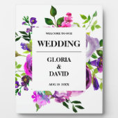 Romantic Purple Floral Wedding Welcome Fotoplaat (Voorkant)