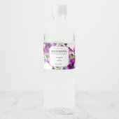 Romantic Purple Floral Wedding Wine Label Waterfles Etiket (Voorkant)