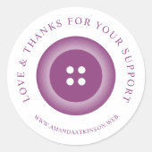 Romantic Purple Shades Button Love & Thanks Ronde Sticker (Voorkant)