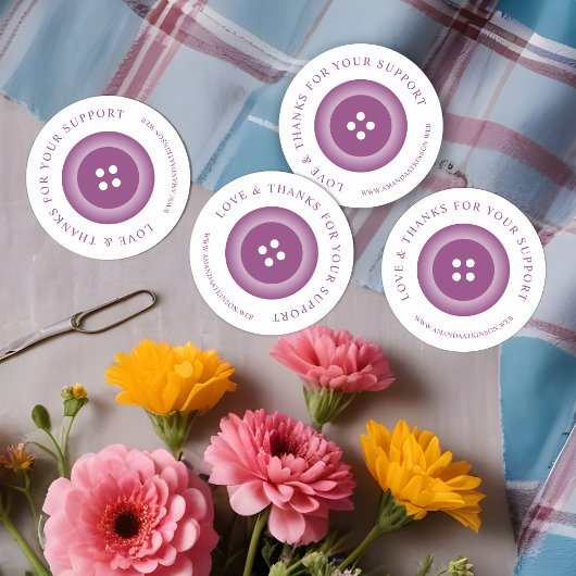 Romantic Purple Shades Button Love & Thanks Ronde Sticker