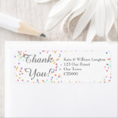 Romantic Rainbow Confetti Script Bedankt Etiket (Insitu)