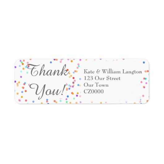 Romantic Rainbow Confetti Script Bedankt Etiket (Voorkant)