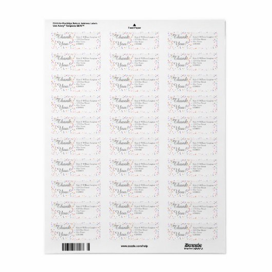 Romantic Rainbow Confetti Script Bedankt Etiket (Full Sheet)