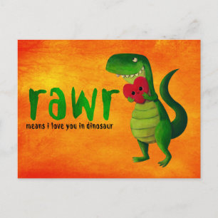 Romantic RAWR T-rex Dinosaur Briefkaart