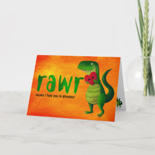 Romantic RAWR T-rex Dinosaur Kaart