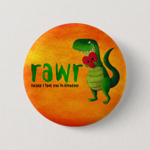 Romantic RAWR T-rex Dinosaur Ronde Button 5,7 Cm