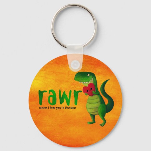 Romantic RAWR T-rex Dinosaur Sleutelhanger (Voorkant)
