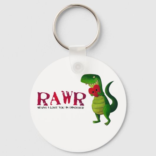 Romantic RAWR T-rex Dinosaur Sleutelhanger (Voorkant)
