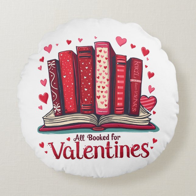 Romantic Reading Vibes Cozy Valentine Gift Rond Kussen (Voorkant)
