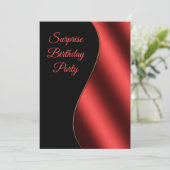 Romantic Red & Black Wave Surprise Birthday Kaart (Staand voorkant)