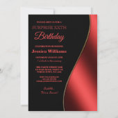 Romantic Red & Black Wave Surprise Birthday Kaart (Achterkant)