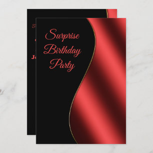 Romantic Red & Black Wave Surprise Birthday Kaart
