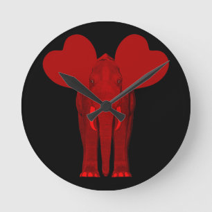 Romantic Red Elephant Ronde Klok