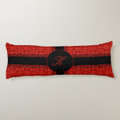 Romantic Red en Black Faux Lace Pattern Lichaamskussen (Achterkant)