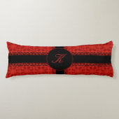 Romantic Red en Black Faux Lace Pattern Lichaamskussen (Voorkant)