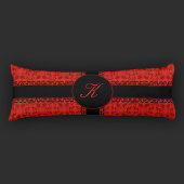 Romantic Red en Black Faux Lace Pattern Lichaamskussen