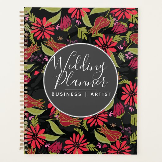 Romantic Red Floral Tulips Roos Garden Weddenschap Planner (Voorkant)