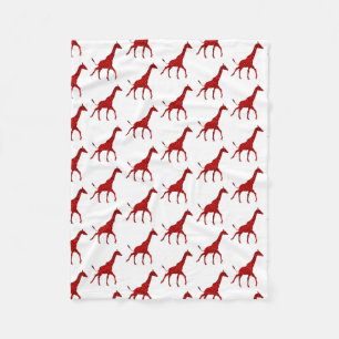 Romantic Red Giraffe Tiled Patroon Fleece Deken