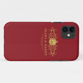Romantic red gold elegant monogramme wedding Case-Mate iPhone case (Achterkant (horizontaal))