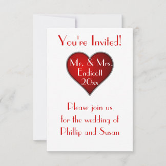 Romantic Red Heart met naam en huwelijksdatum Kaart