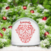 Romantic Red Heart Personalized Sneeuwbol (Kerstmis)