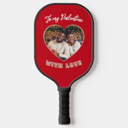 Romantic Red Heart Photo Personalized Valentine's  Pickleball Paddle