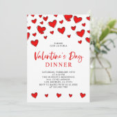 Romantic Red Hearts Valentijnsdag Dinner Kaart (Staand voorkant)