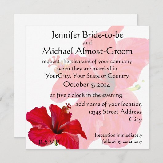 Romantic Red Hibiscus Kaart (Voorkant / Achterkant)