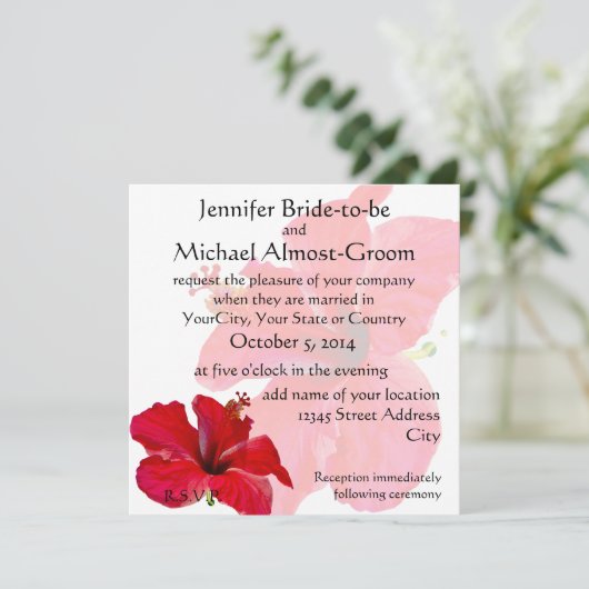 Romantic Red Hibiscus Kaart (Staand voorkant)