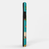 Romantic Red Peach Roos Pattern Blauwgroen Damask Case-Mate iPhone Case (Achterkant/rechts)