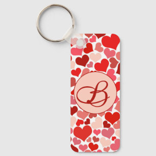 Romantic Red Pink Heart Love Valentijn Initiaal Sleutelhanger