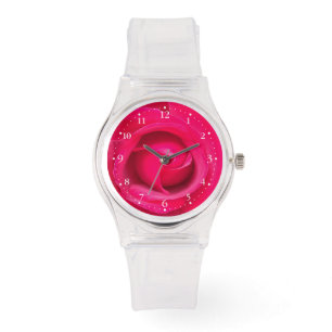 Romantic Red Pink Rose Horloge