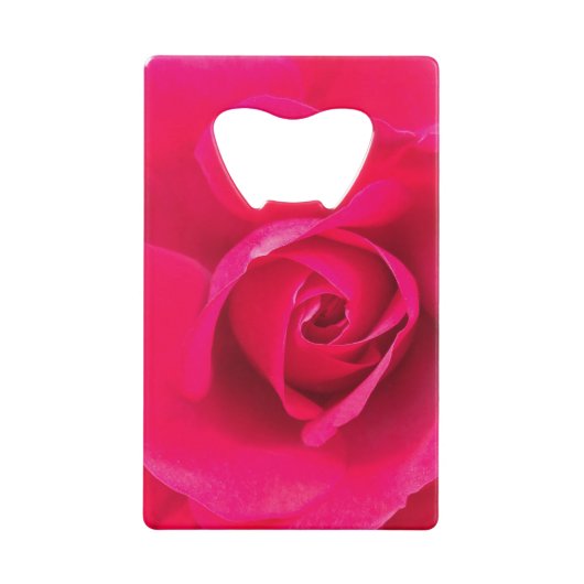 Romantic Red Pink Rose v2 Kredietkaart Flessenopener (Voorkant)
