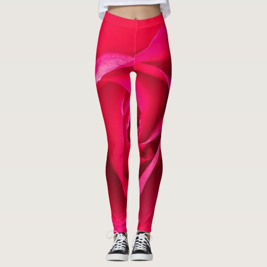 Romantic Red Pink Rose v2 Leggings (Voorkant)