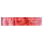Romantic Red Pink Rose Water Druppels Naam Bord Naambordje (Voorkant)