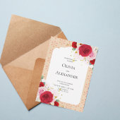 Romantic Red Rose Floral Arch Wedding Invitation