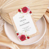 Romantic Red Rose Floral Arch Wedding Invitation
