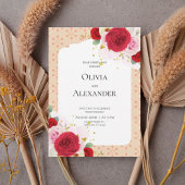 Romantic Red Rose Floral Arch Wedding Invitation
