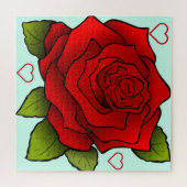 Romantic Red Rose - Harten Legpuzzel (Horizontaal)