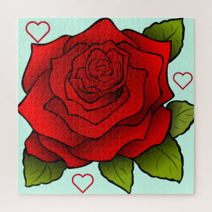Romantic Red Rose - Harten Legpuzzel
