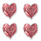 Romantic Red Rose Heart Flowers Sticker (Voorkant)