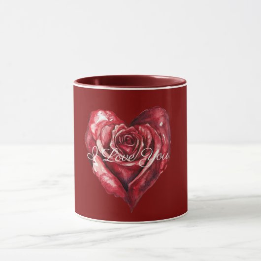 Romantic Red Rose Heart Love Mok (Midden)