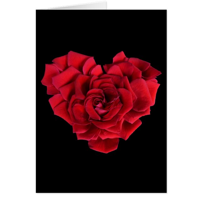 Romantic Red Rose Heart op zwart (Voorkant)