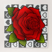 Romantic Red Rose & Hearts - Legpuzzel (Horizontaal)
