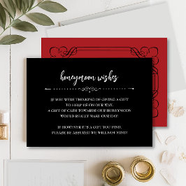 Romantic Red Rose Honeymoon Wish Card Informatiekaartje