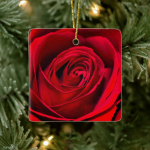 Romantic Red Rose in volle bloei Keramisch Ornament