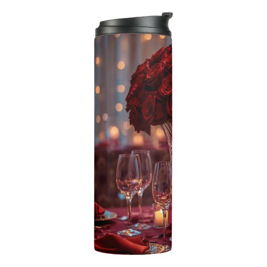 Romantic Red Rose Valentine Insulated Thermosbeker (Gedraaid links)